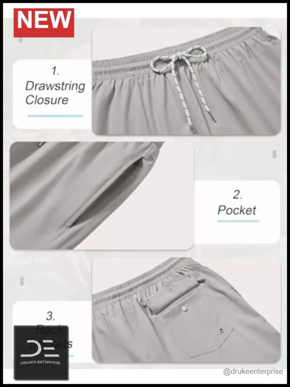 Men's 5in Swim Trunks with Compression Liner Quick Dry Board Shorts